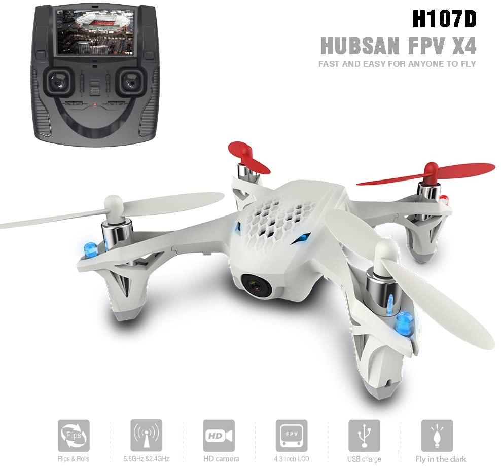 HUBSAN H107D X4 Drone FPV 480P Camera Live Video 5.8GHz Quadcopter Mode 2 RTF White 