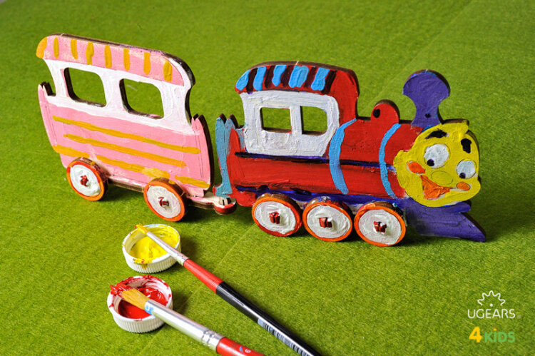 Ugears Lok med Vagn - 4Kids - 9