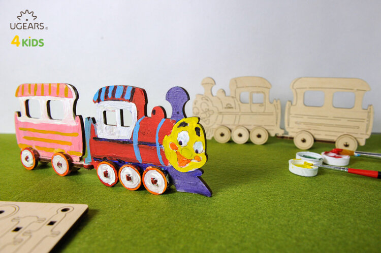 Ugears Lok med Vagn - 4Kids - 2