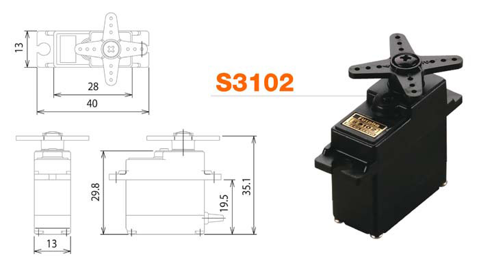 S3102 Micro Servo 4.6kg 0.20s (analog) - 2