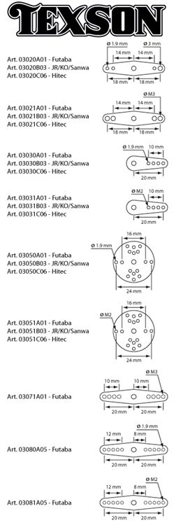Texson Servoarm alu 1.6mm rund Futaba - 2