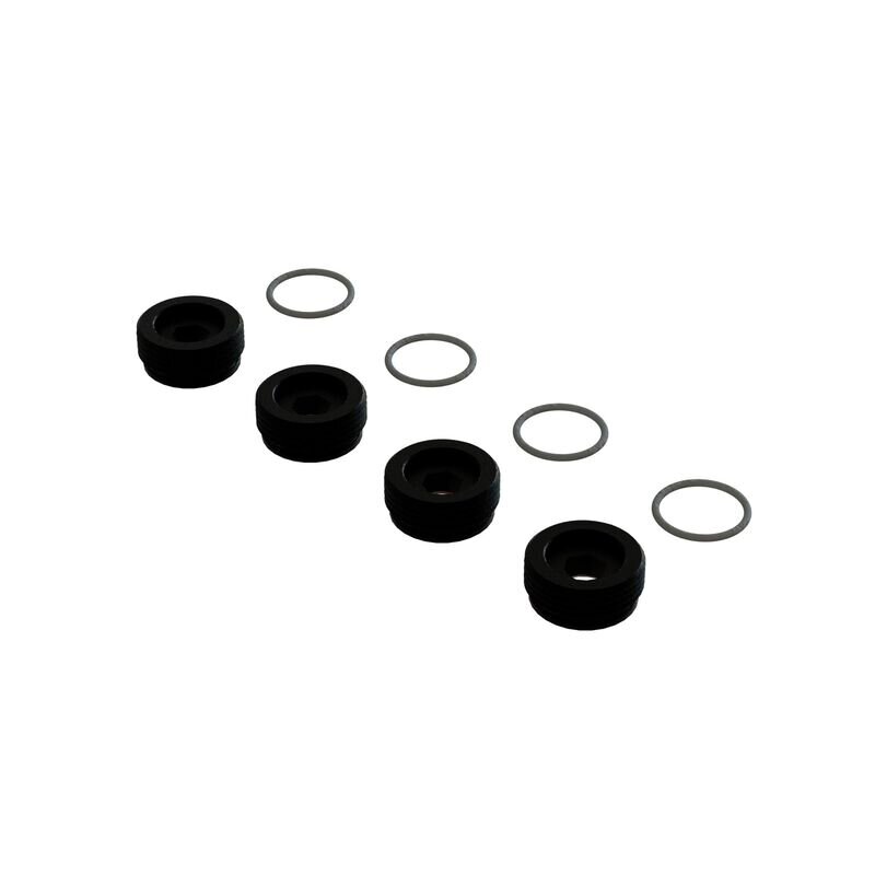 Arrma ARA330775 Aluminum Front Hub Nut Black Inc. O-Rings (4)