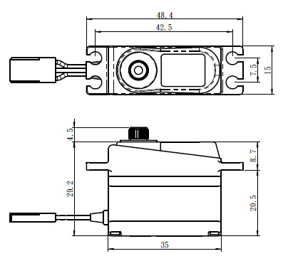Savöx SAV-SV1250MG SV-1250MG Servo 8Kg 0,095s HV Alu Coreless Metalldrev Mini* - 6