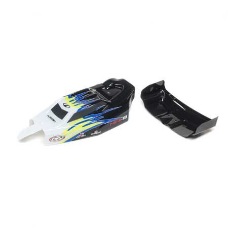 Losi LOS210020 Body, Wing, Black/White: Mini-B