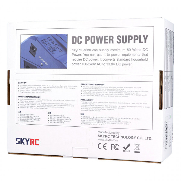 SkyRC e680 Laddare LiPo/LiFe/LiHV, NiMH 80W 240VAC - 5