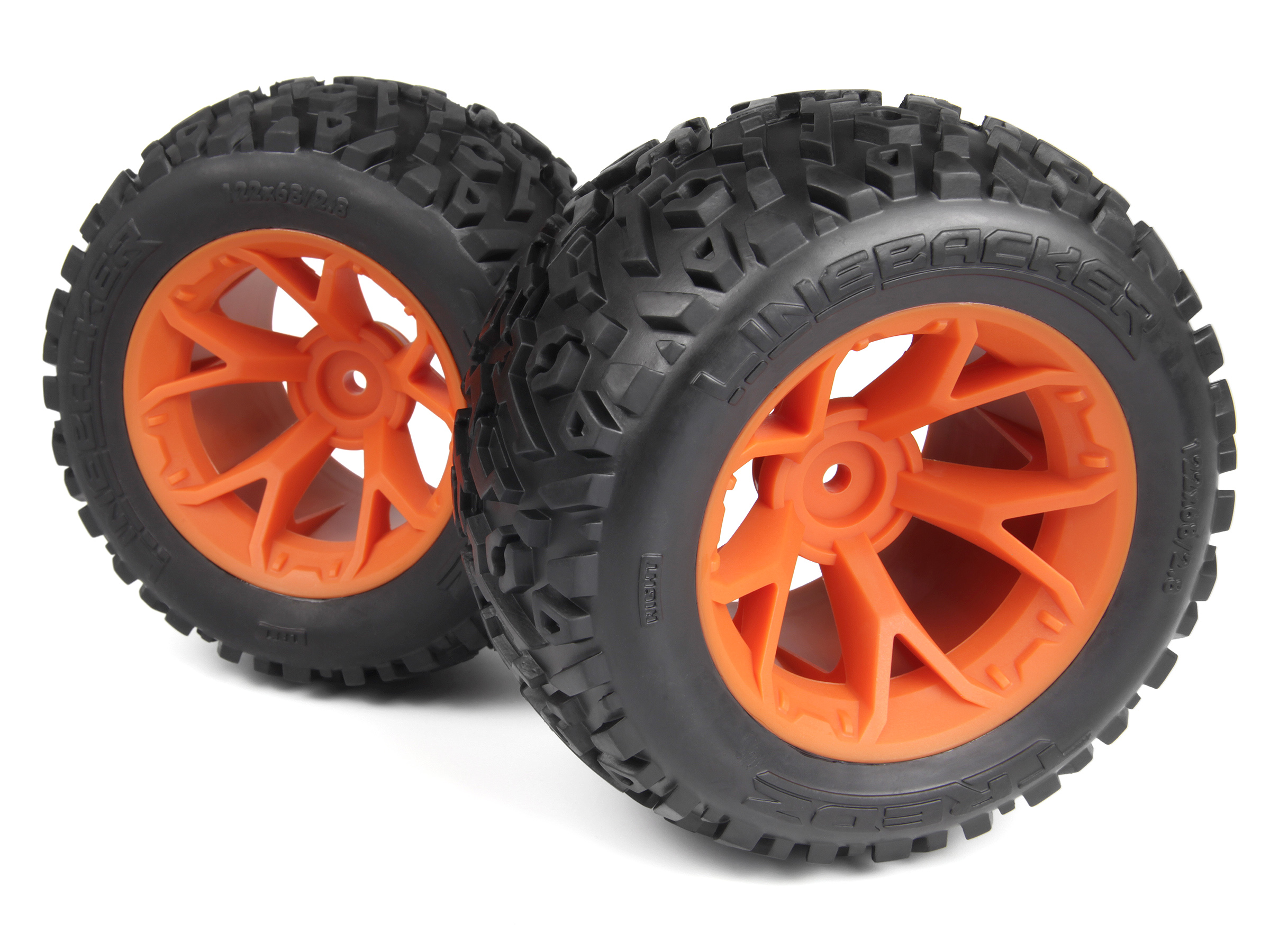 Maverick RC MV150681 Mounted Linebacker Tire on MT Wheel (Orange/2pcs)