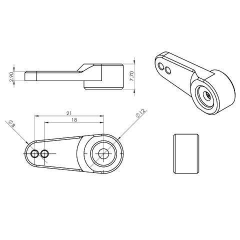 Metal Single horn Pack(12*30mm)(For HBL8X0, HBL380) - 2