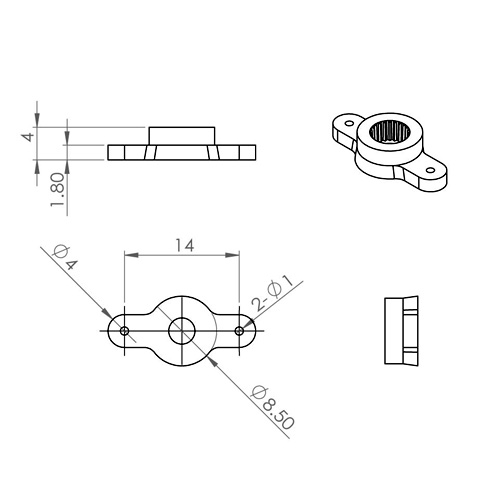 Plastic double servo horn(L:18)(T:1.8)(  (For DS6125/M/H/E,61XX,95/I/92/A+,HBL6625/M,HV93/i/6125E/6100/6110) - 2