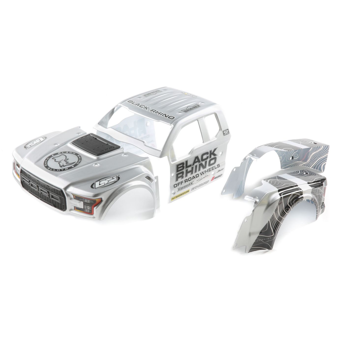 Losi LOS230067 Black Rhino Wheels Ford Raptor Body Set: Baja Rey