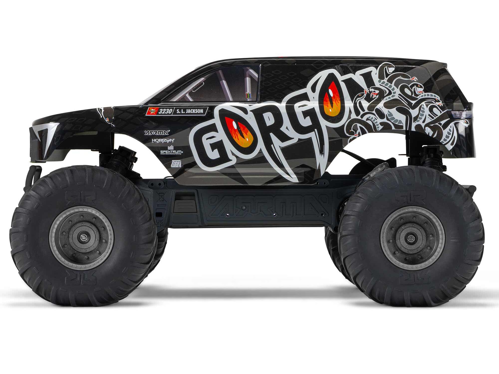 Arrma ARA3230SKT1 1/10 GORGON 2WD RTA Kit Brushed Monster Truck (Battery & Charger Included), Gun Metal - 4