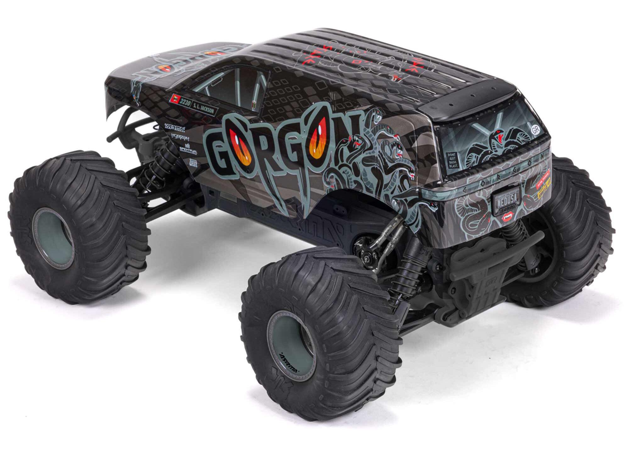 Arrma ARA3230SKT1 1/10 GORGON 2WD RTA Kit Brushed Monster Truck (Battery & Charger Included), Gun Metal - 3