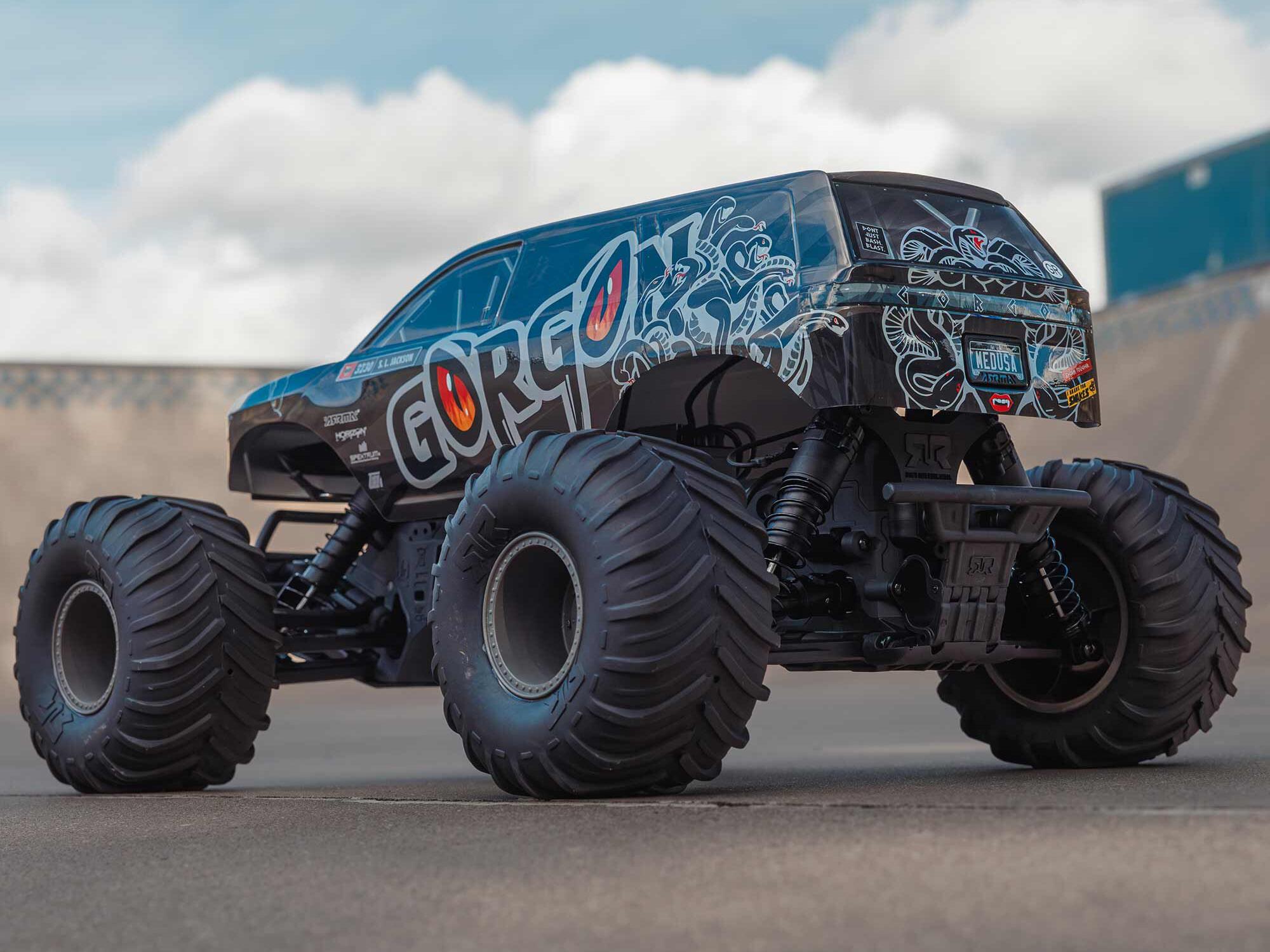 Arrma ARA3230SKT1 1/10 GORGON 2WD RTA Kit Brushed Monster Truck (Battery & Charger Included), Gun Metal - 16