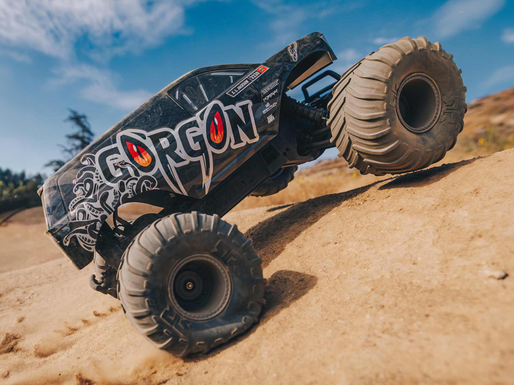 Arrma ARA3230SKT1 1/10 GORGON 2WD RTA Kit Brushed Monster Truck (Battery & Charger Included), Gun Metal - 18