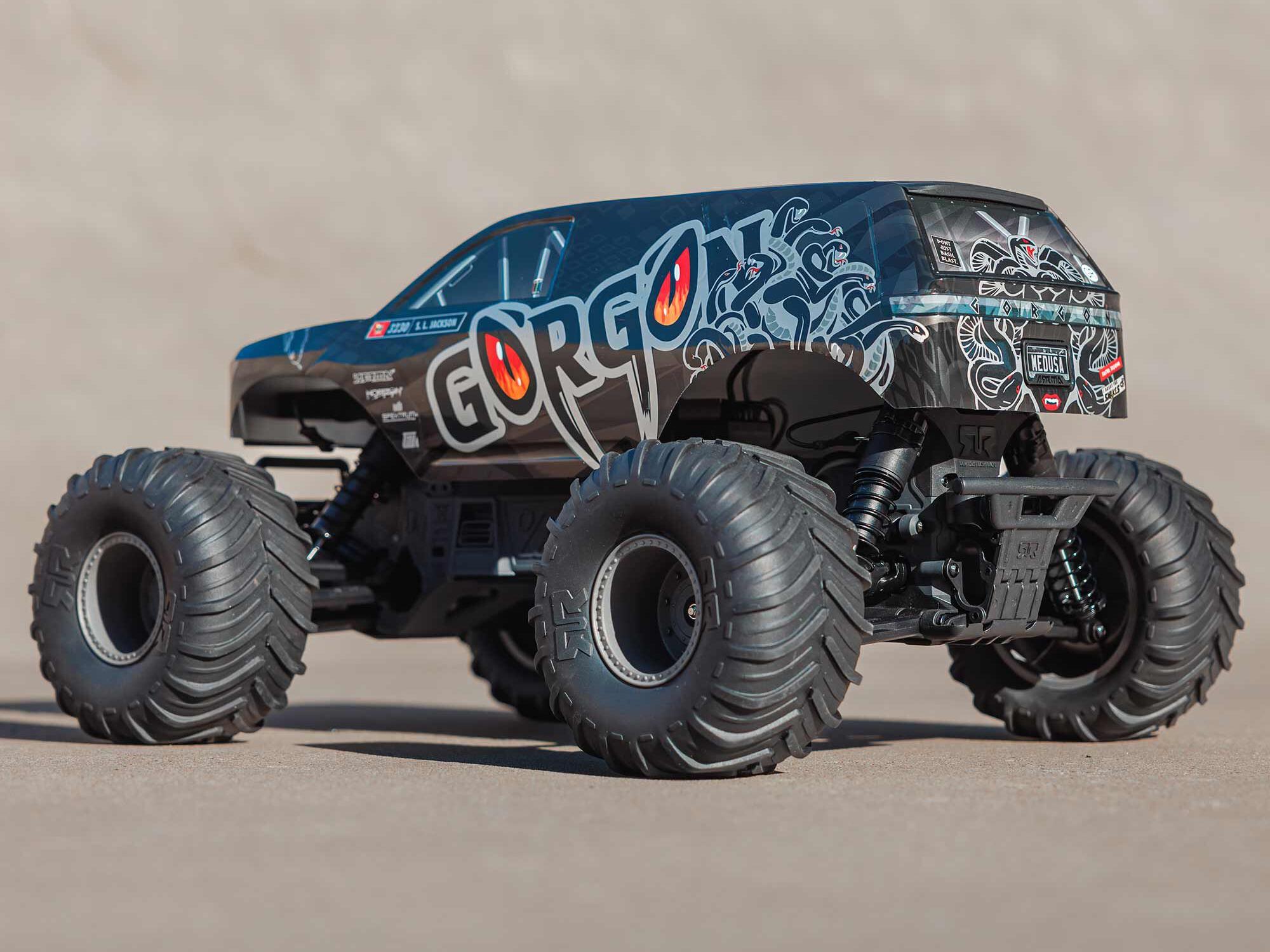 Arrma ARA3230SKT1 1/10 GORGON 2WD RTA Kit Brushed Monster Truck (Battery & Charger Included), Gun Metal - 17