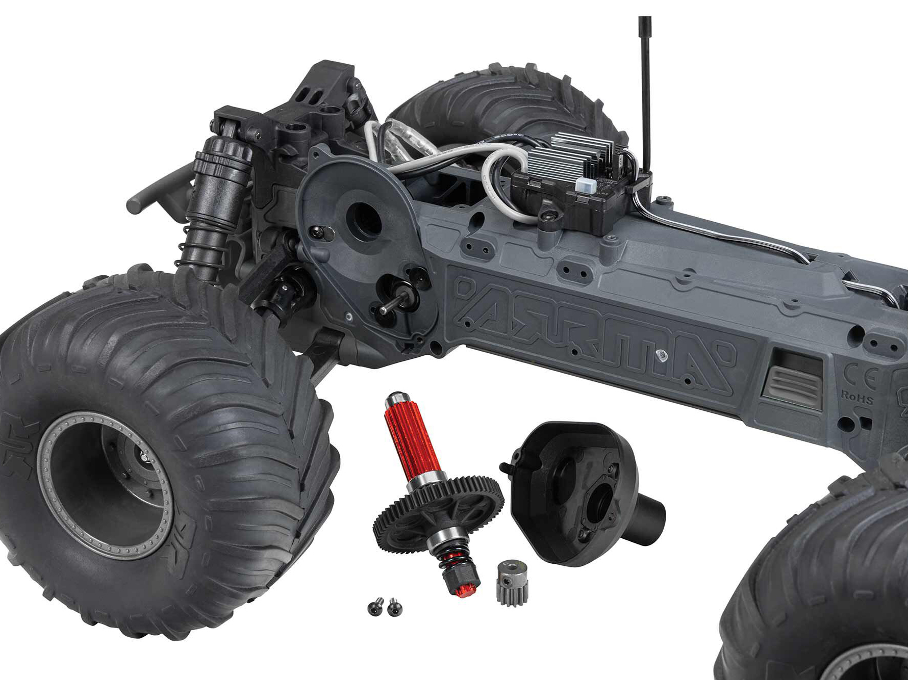 Arrma ARA3230SKT1 1/10 GORGON 2WD RTA Kit Brushed Monster Truck (Battery & Charger Included), Gun Metal - 6