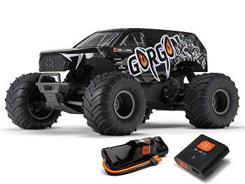 Arrma ARA3230SKT1 1/10 GORGON 2WD RTA Kit Brushed Monster Truck (Battery & Charger Included), Gun Metal
