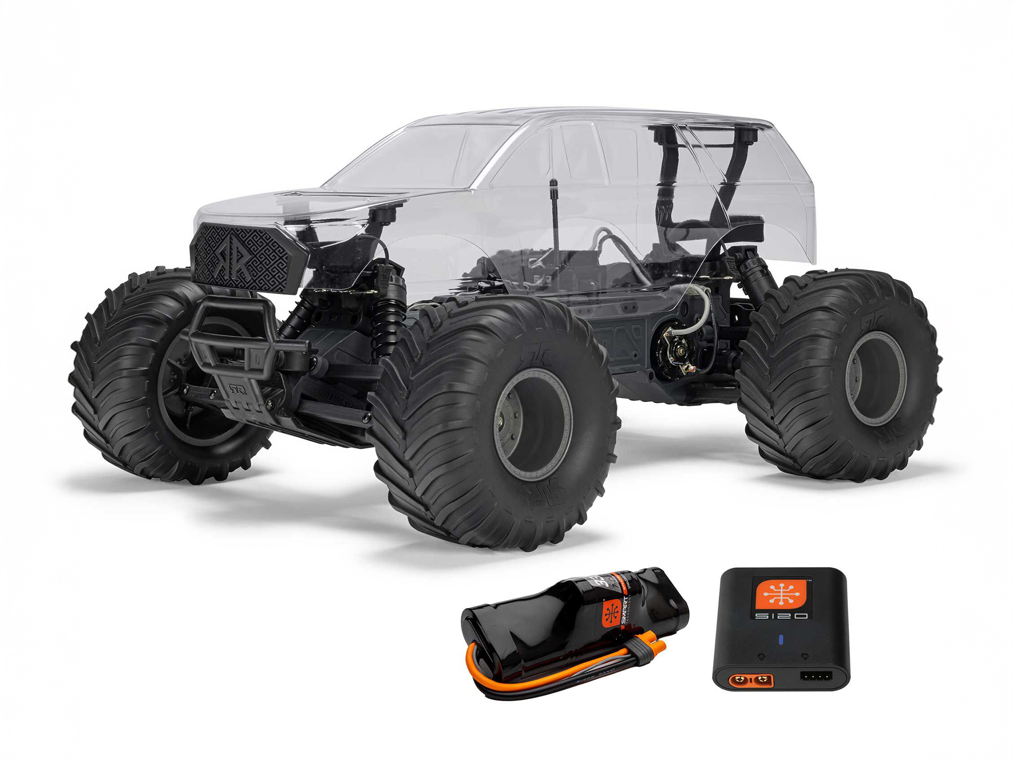 Arrma ARA3230SKT2 GORGON 2WD RTA Kit Brushed Monster Truck (Battery & Charger Included), Clear