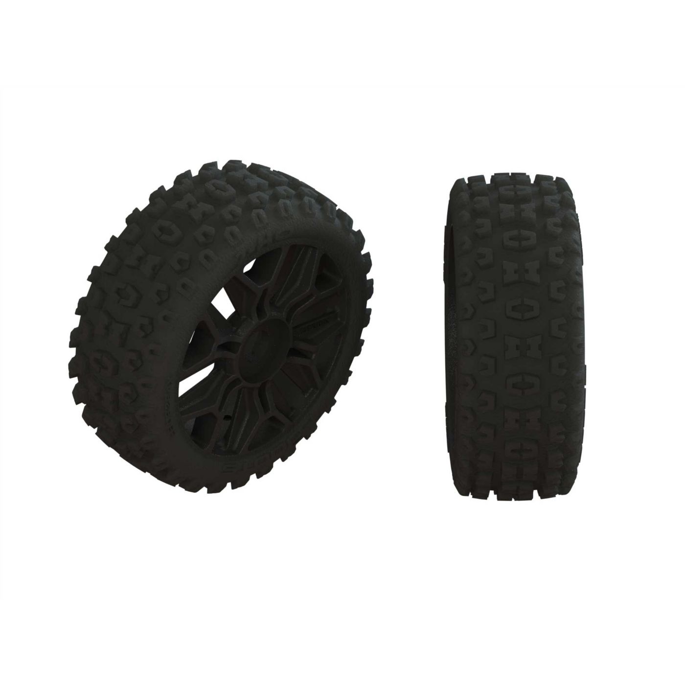 Arrma ARA550057 2HO Tire Set Glued Black (2)