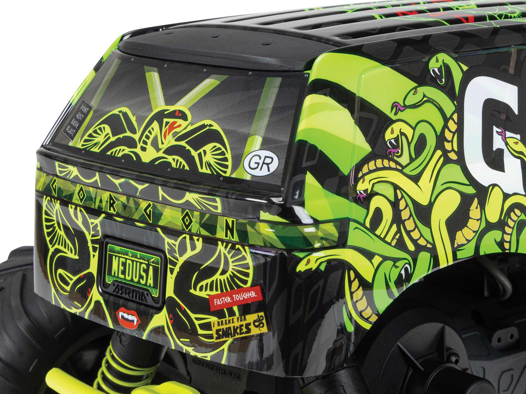 Arrma ARA3230ST1 1/10 GORGON 2WD RTR Brushed Monster Truck (Battery & Charger Included), Yellow - 9