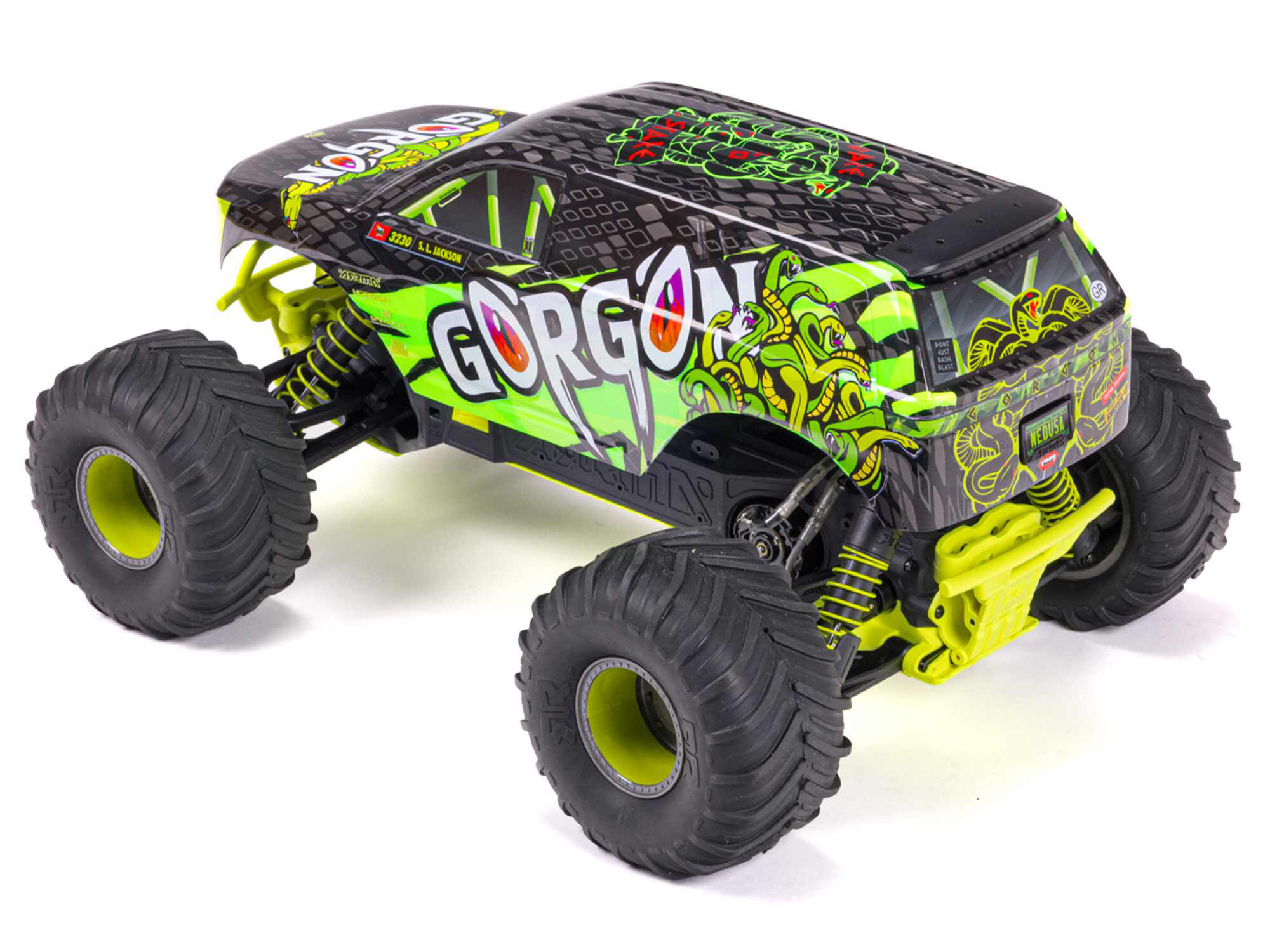Arrma ARA3230ST1 1/10 GORGON 2WD RTR Brushed Monster Truck (Battery & Charger Included), Yellow - 3