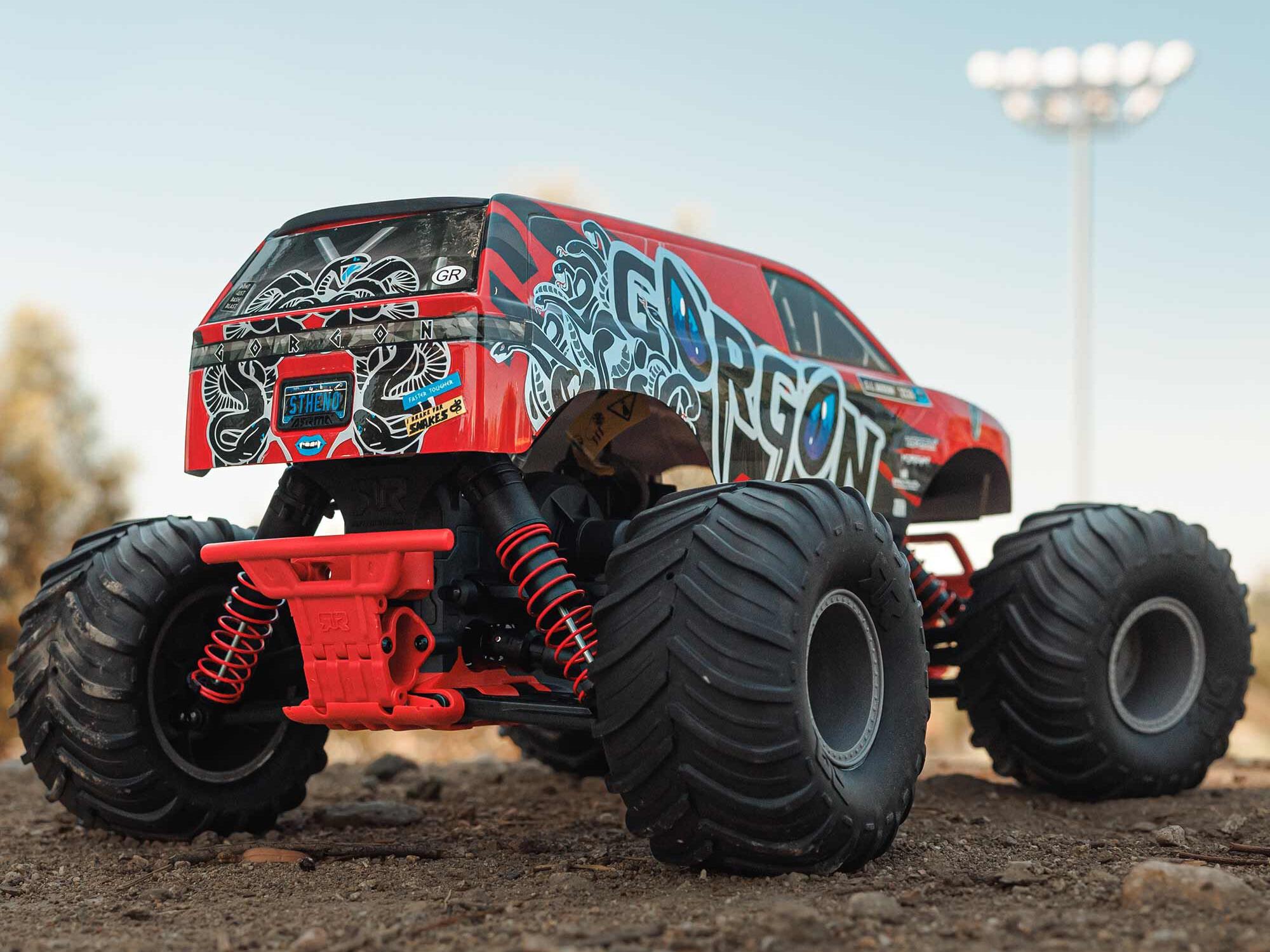 Arrma ARA3230ST2 GORGON 2WD RTR Brushed Monster Truck (Battery & Charger Included), Red - 11
