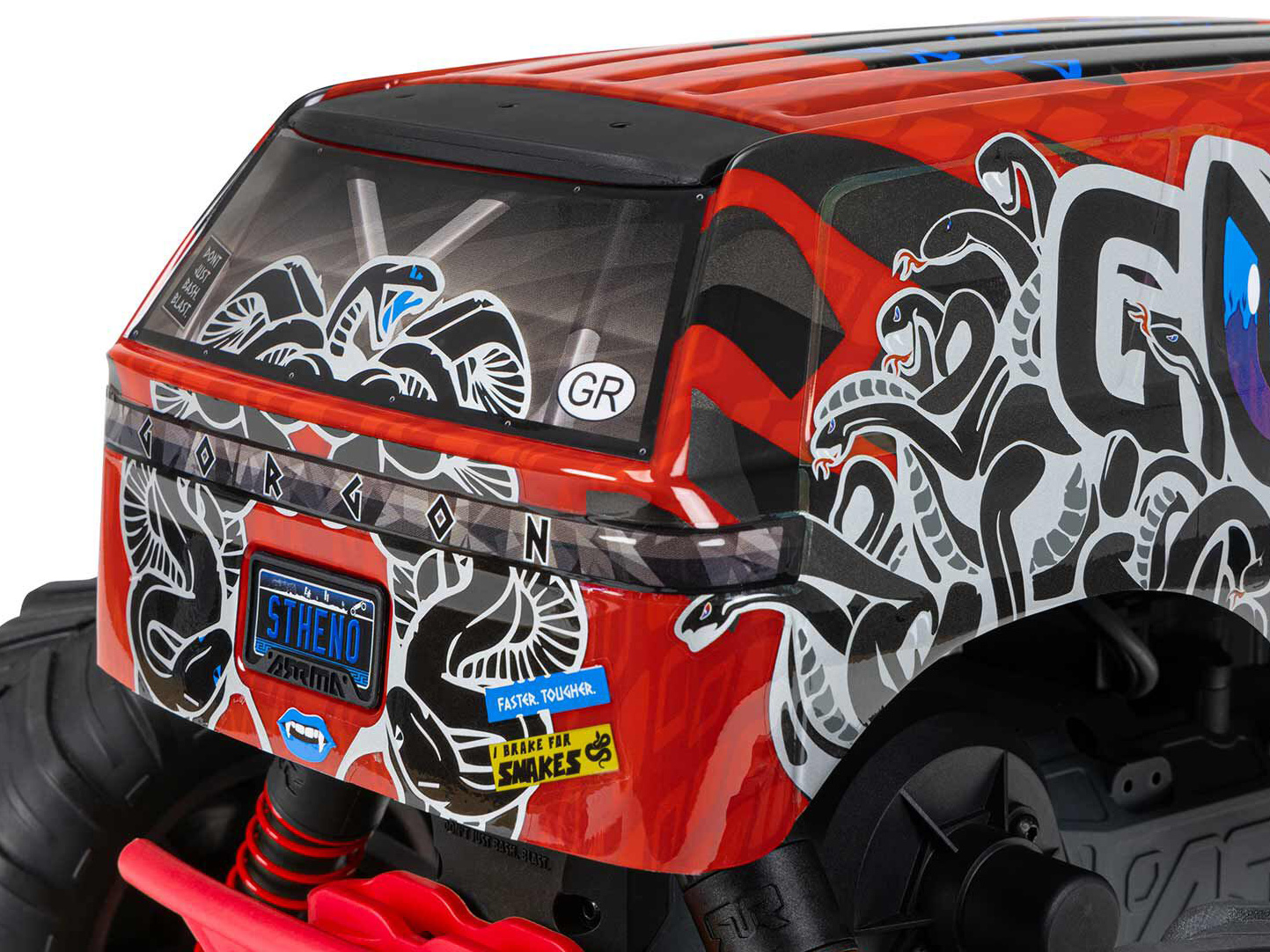 Arrma ARA3230ST2 GORGON 2WD RTR Brushed Monster Truck (Battery & Charger Included), Red - 9