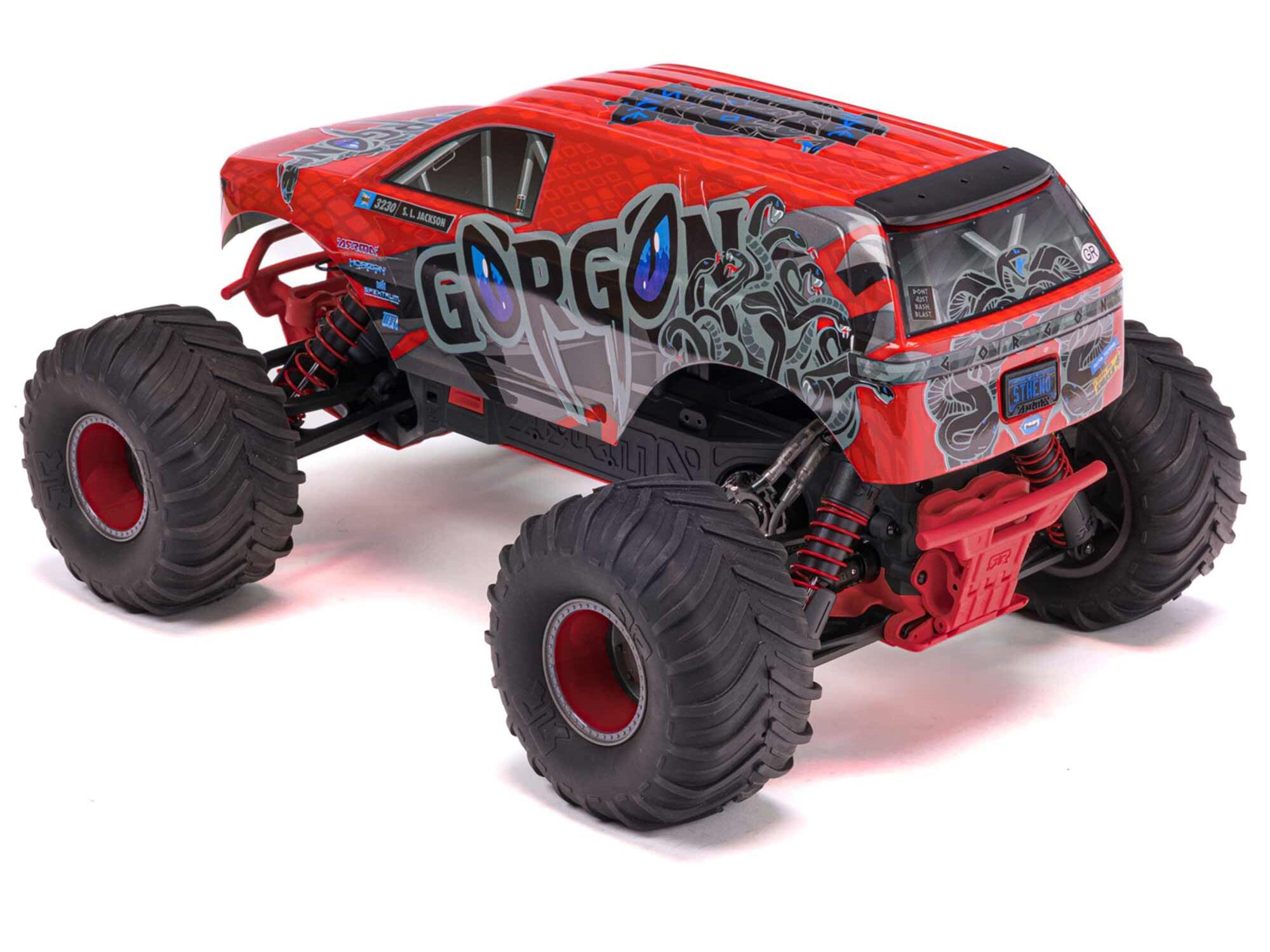 Arrma ARA3230ST2 GORGON 2WD RTR Brushed Monster Truck (Battery & Charger Included), Red - 3