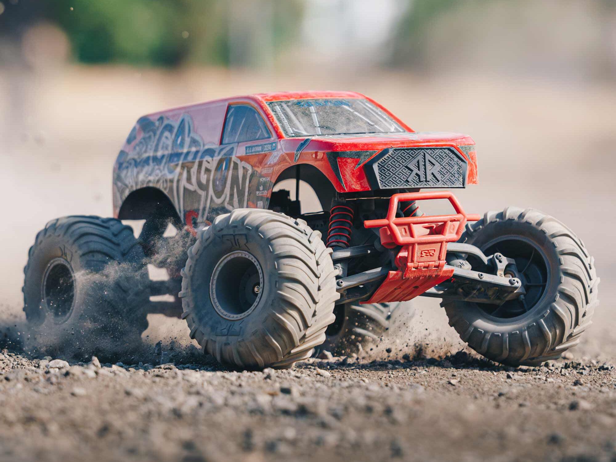 Arrma ARA3230ST2 GORGON 2WD RTR Brushed Monster Truck (Battery & Charger Included), Red - 22