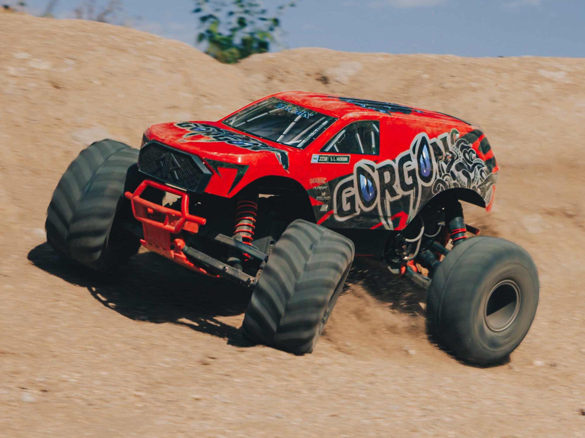 Arrma ARA3230ST2 GORGON 2WD RTR Brushed Monster Truck (Battery & Charger Included), Red - 20