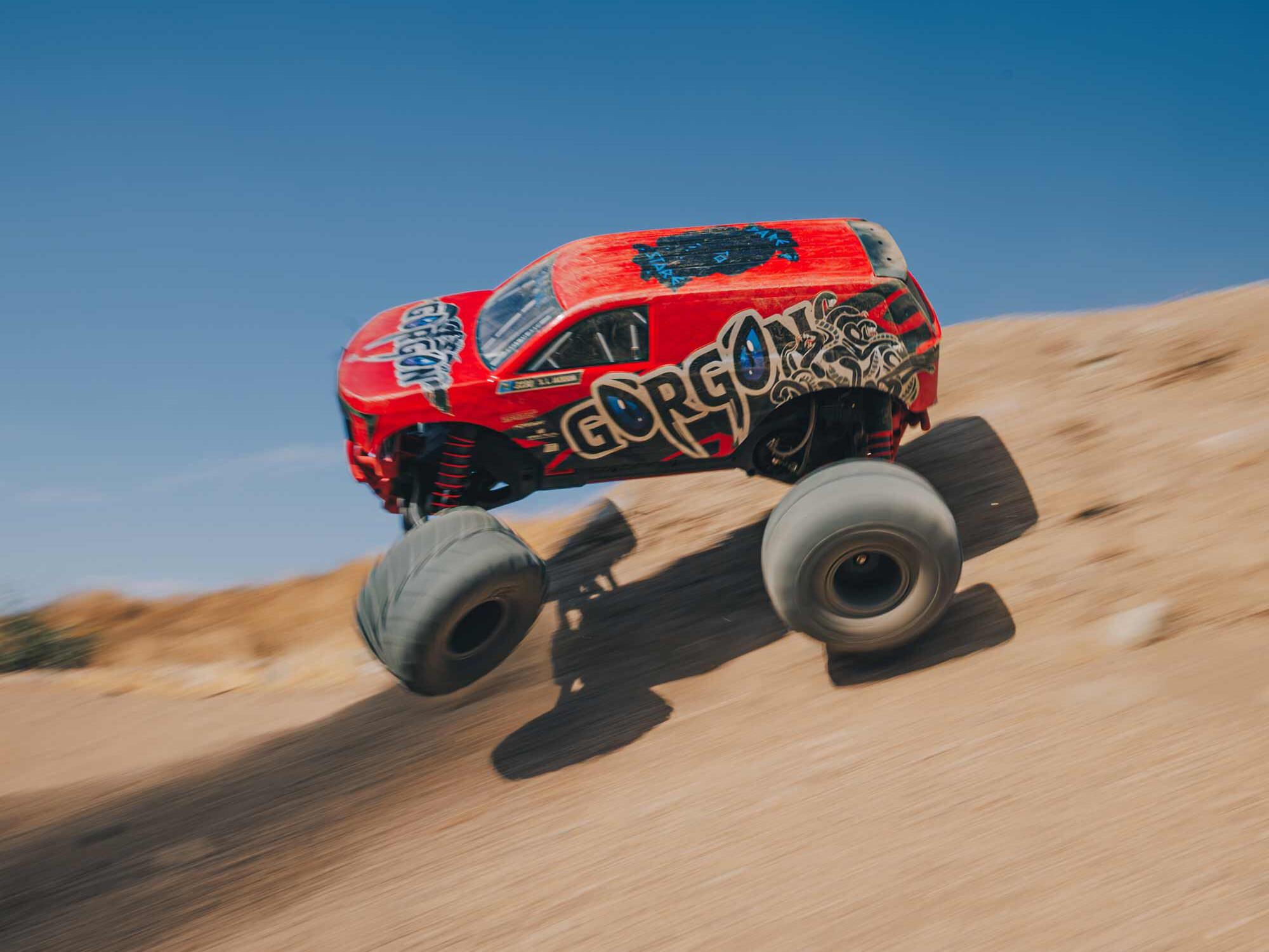Arrma ARA3230ST2 GORGON 2WD RTR Brushed Monster Truck (Battery & Charger Included), Red - 19