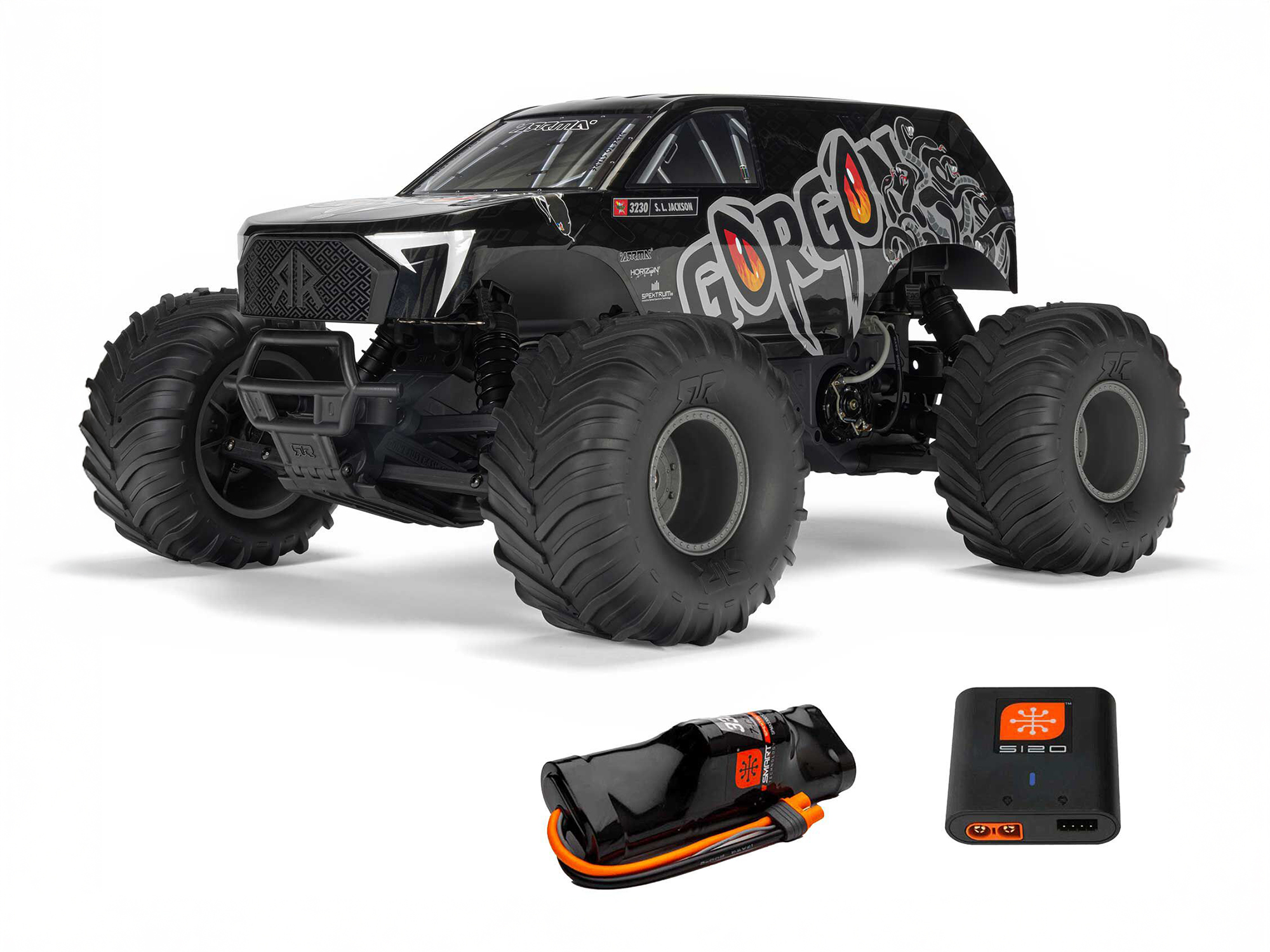 Arrma ARA3230ST3 GORGON 2WD RTR Brushed Monster Truck (Battery & Charger Included), Gun Metal