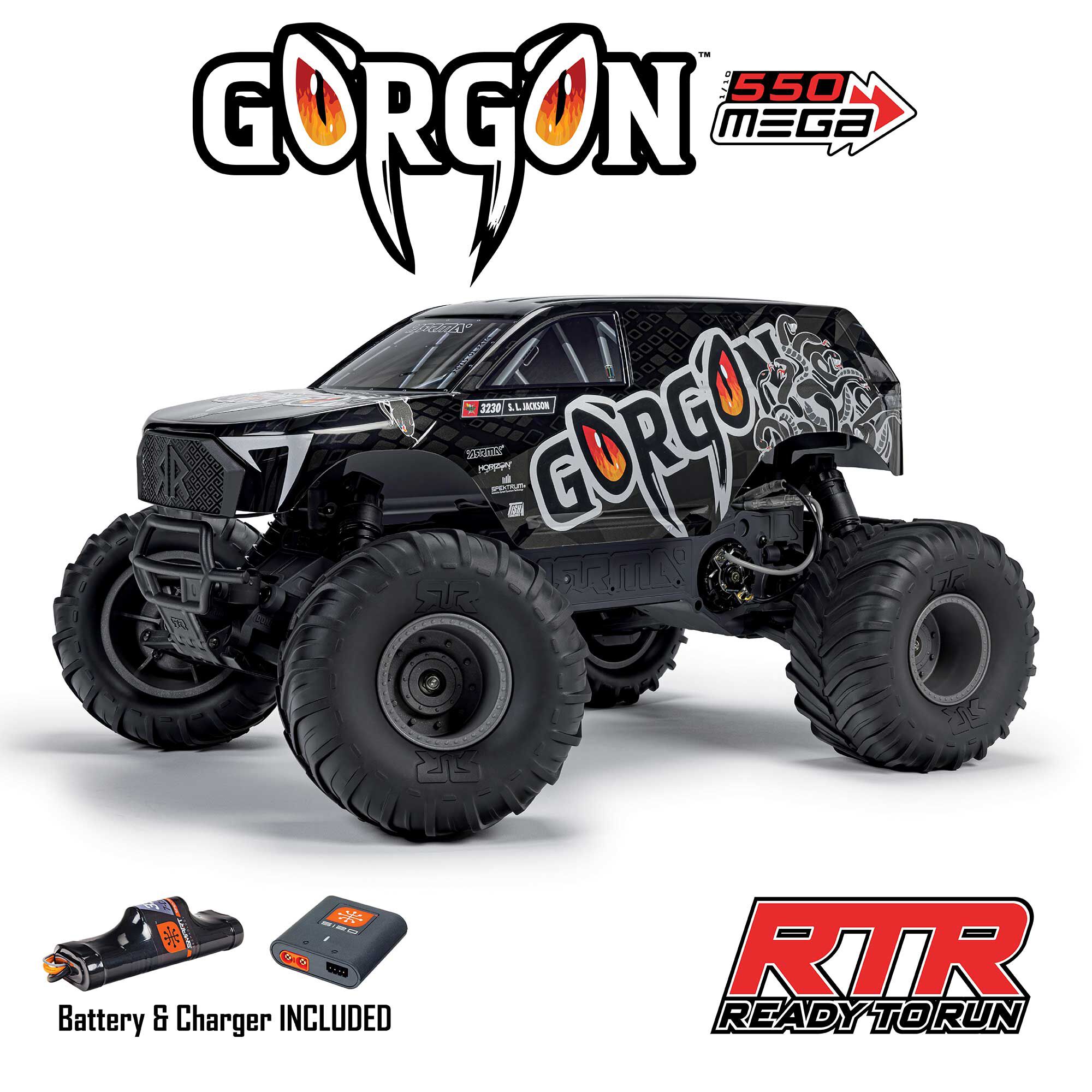 Arrma ARA3230ST3 GORGON 2WD RTR Brushed Monster Truck (Battery & Charger Included), Gun Metal - 22
