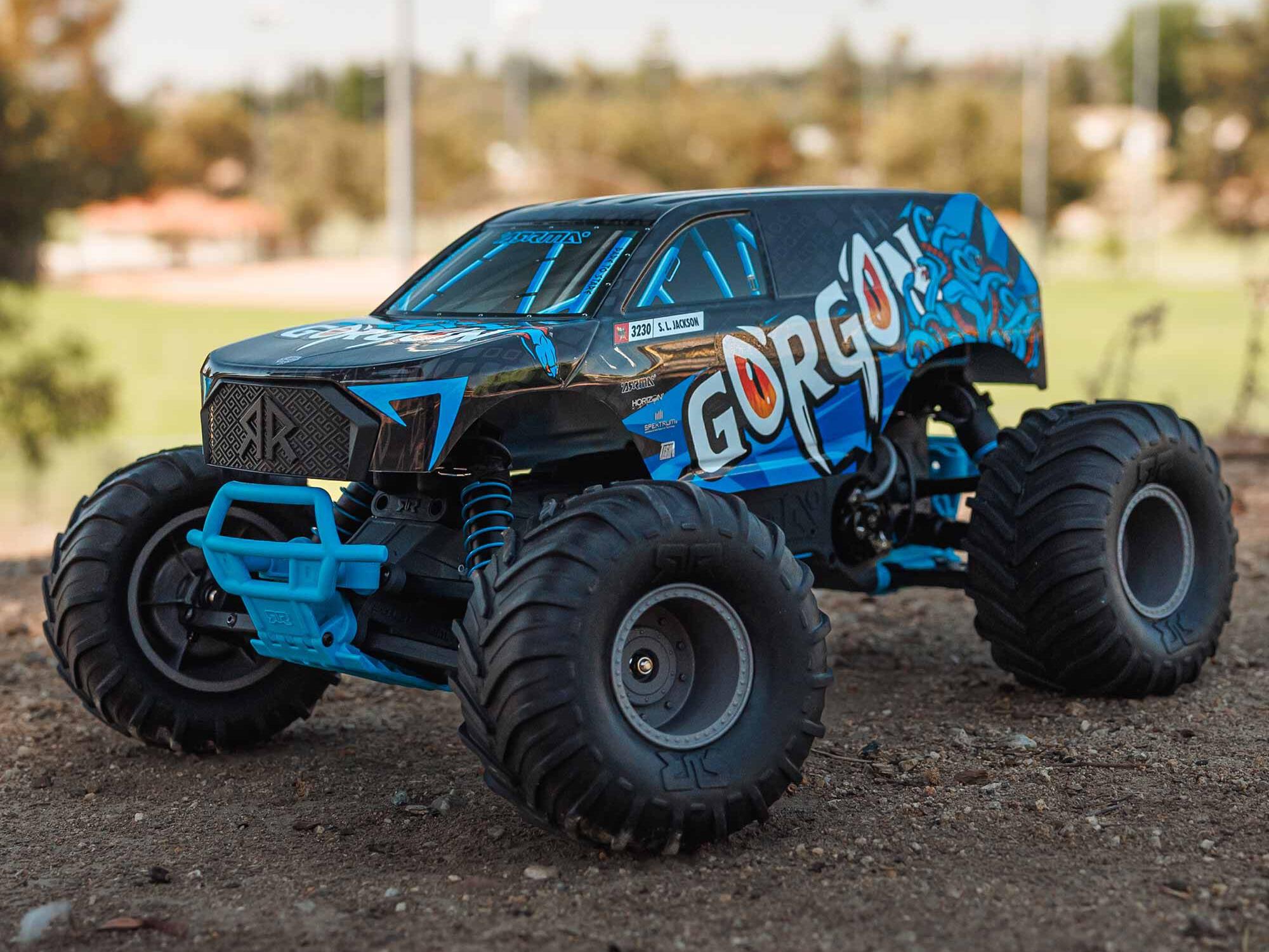 Arrma ARA3230T1 1/10 GORGON 2WD RTR Brushed Monster Truck, Blue - 16