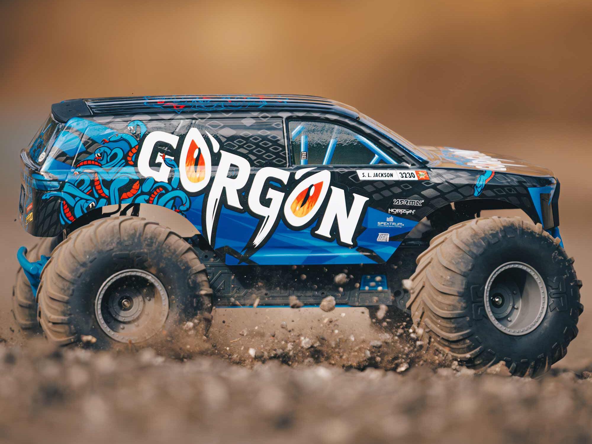 Arrma ARA3230T1 1/10 GORGON 2WD RTR Brushed Monster Truck, Blue - 23