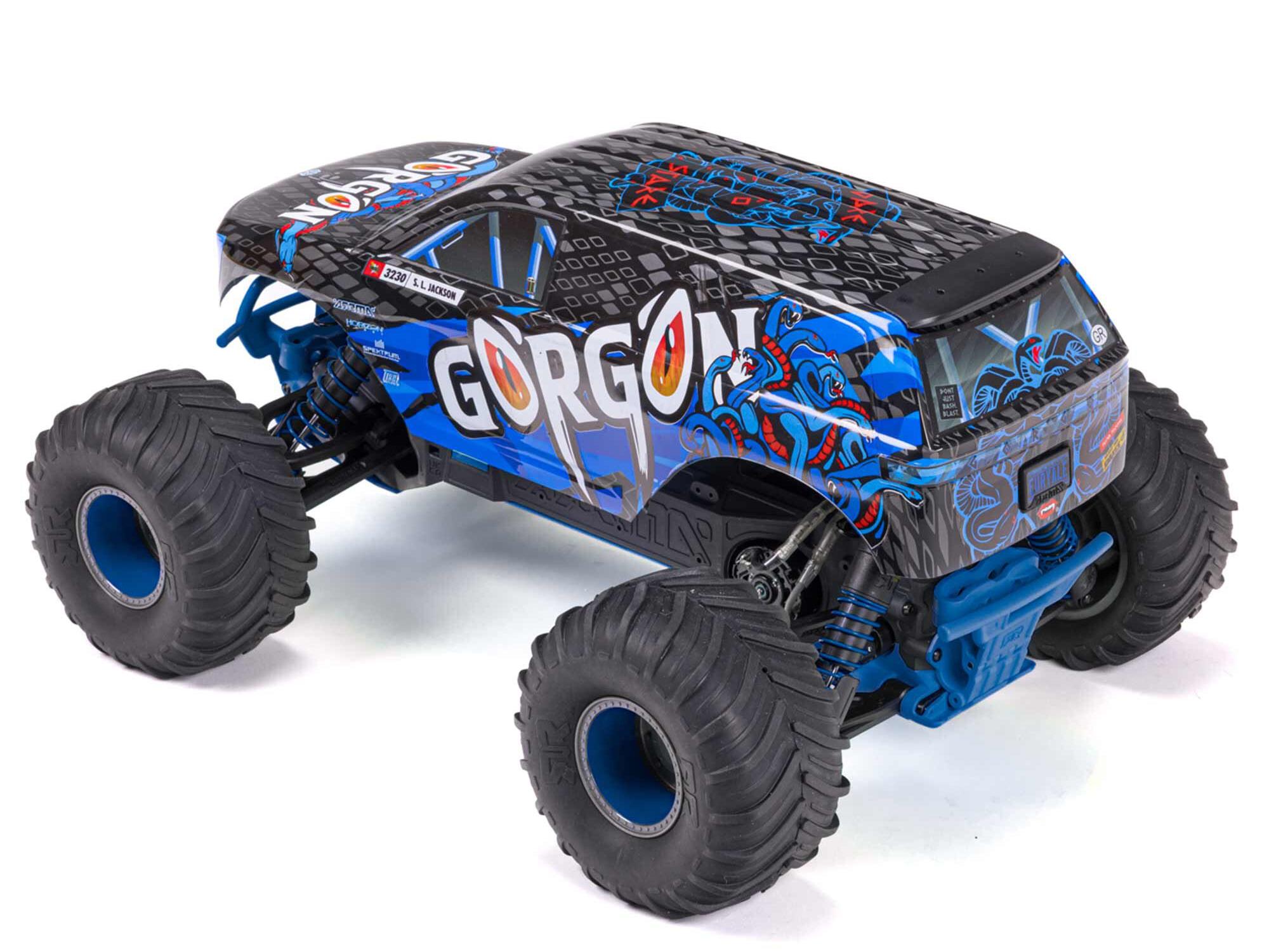 Arrma ARA3230T1 1/10 GORGON 2WD RTR Brushed Monster Truck, Blue - 3