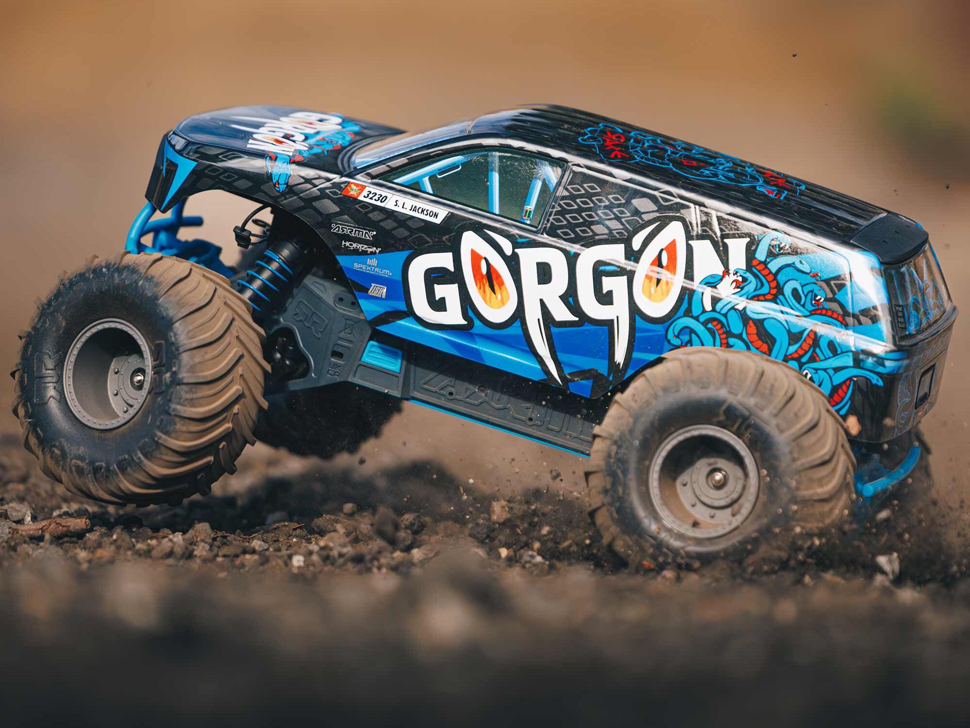 Arrma ARA3230T1 1/10 GORGON 2WD RTR Brushed Monster Truck, Blue - 21