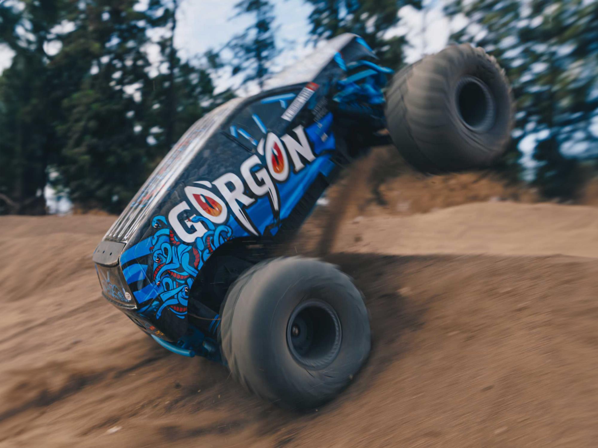 Arrma ARA3230T1 1/10 GORGON 2WD RTR Brushed Monster Truck, Blue - 18