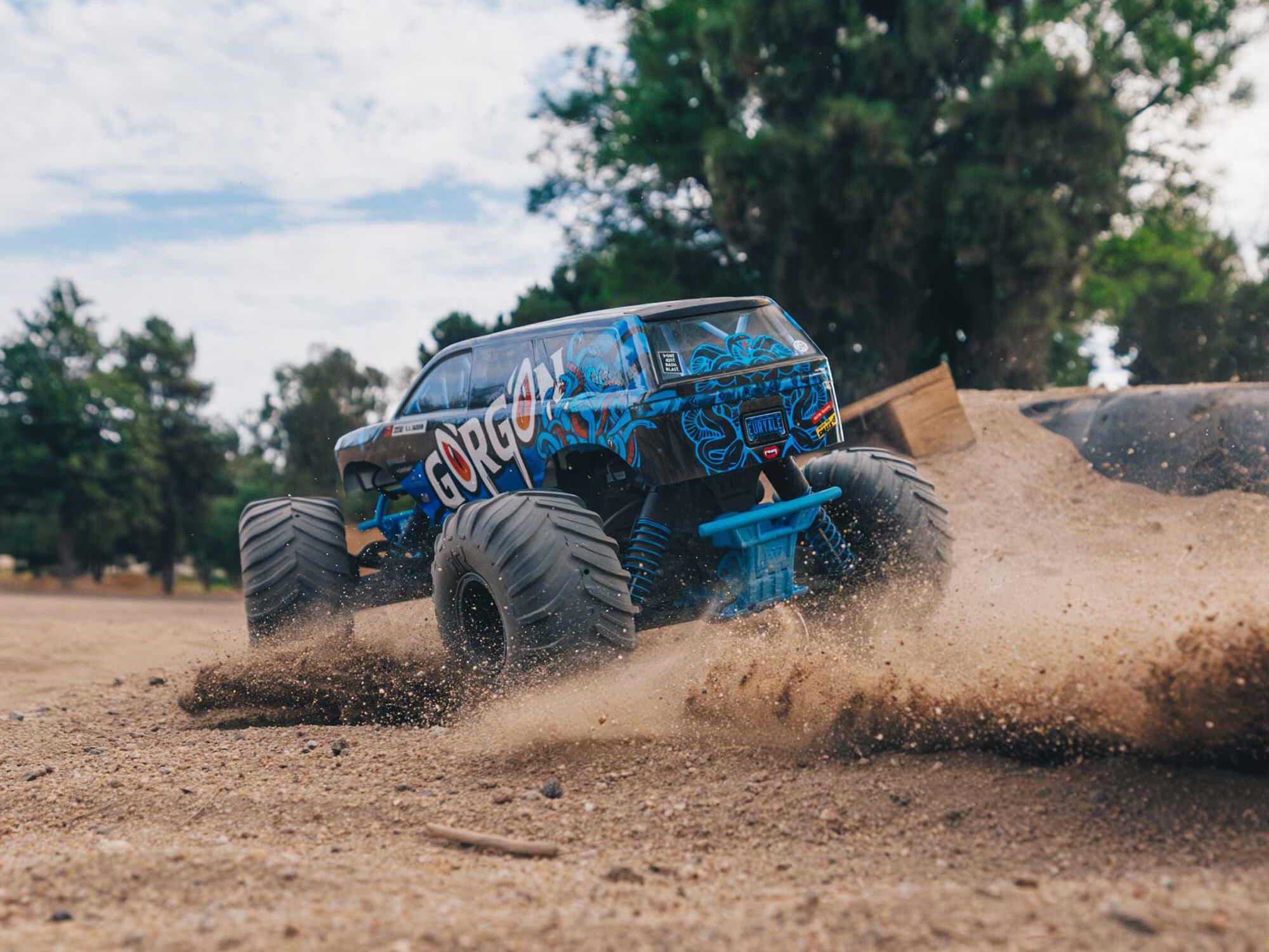 Arrma ARA3230T1 1/10 GORGON 2WD RTR Brushed Monster Truck, Blue - 19