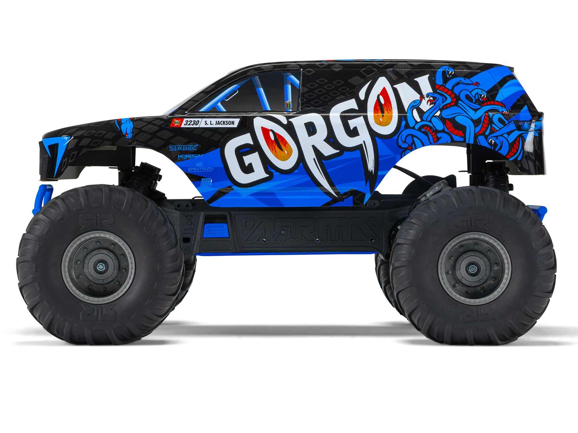 Arrma ARA3230T1 1/10 GORGON 2WD RTR Brushed Monster Truck, Blue - 4