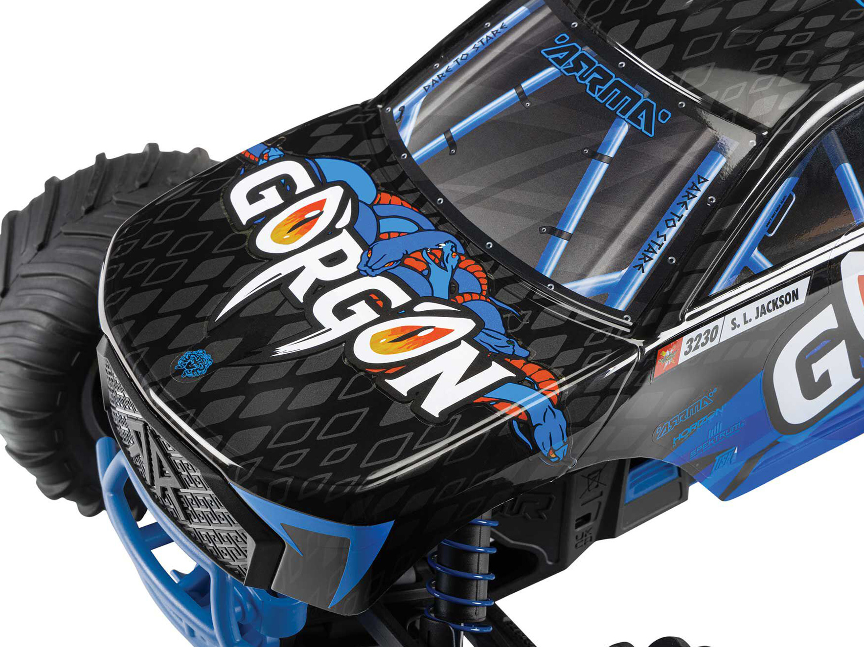 Arrma ARA3230T1 1/10 GORGON 2WD RTR Brushed Monster Truck, Blue - 11