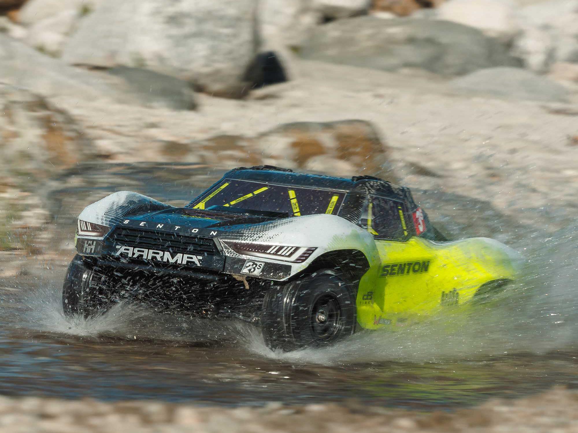 Arrma ARA4303V4T1 1/10 SENTON 223S DSC 4X4 RTR Brushless Short Course Truck, Yellow - 22