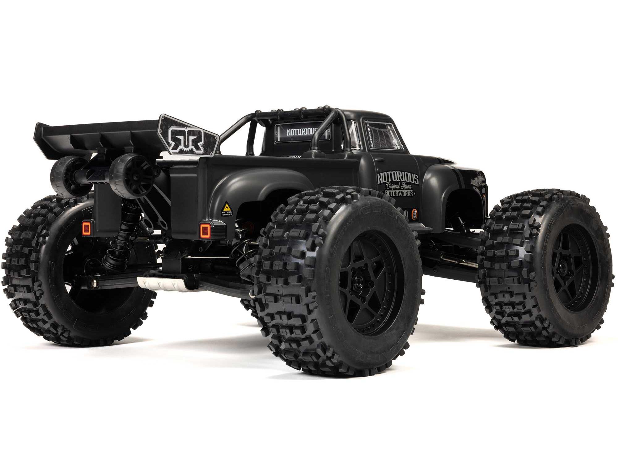 Arrma ARA8611V6T1 1/8 NOTORIOUS 6S 4X4 RTR Brushless Stunt Truck, Black - 2