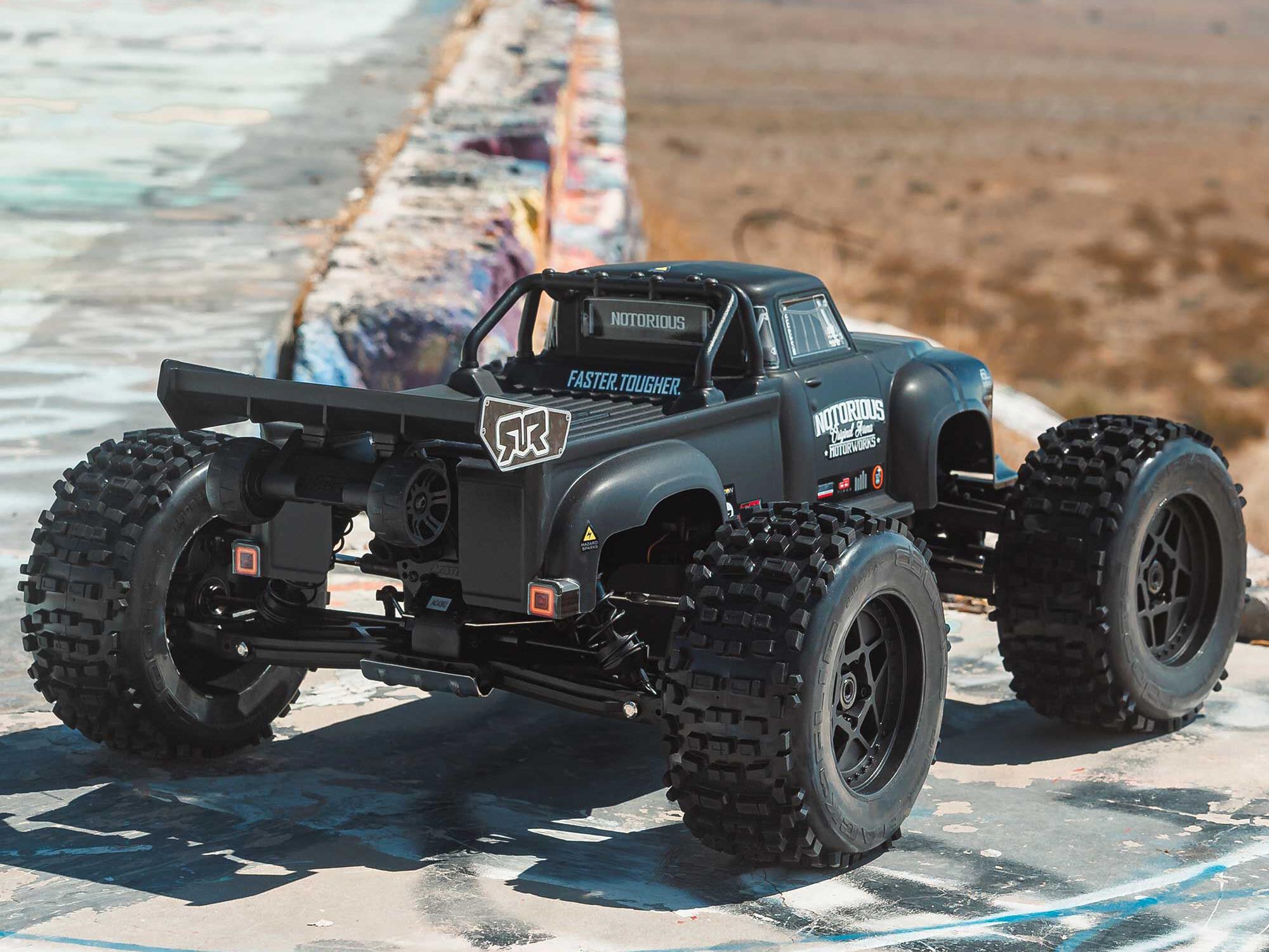 Arrma ARA8611V6T1 1/8 NOTORIOUS 6S 4X4 RTR Brushless Stunt Truck, Black - 16