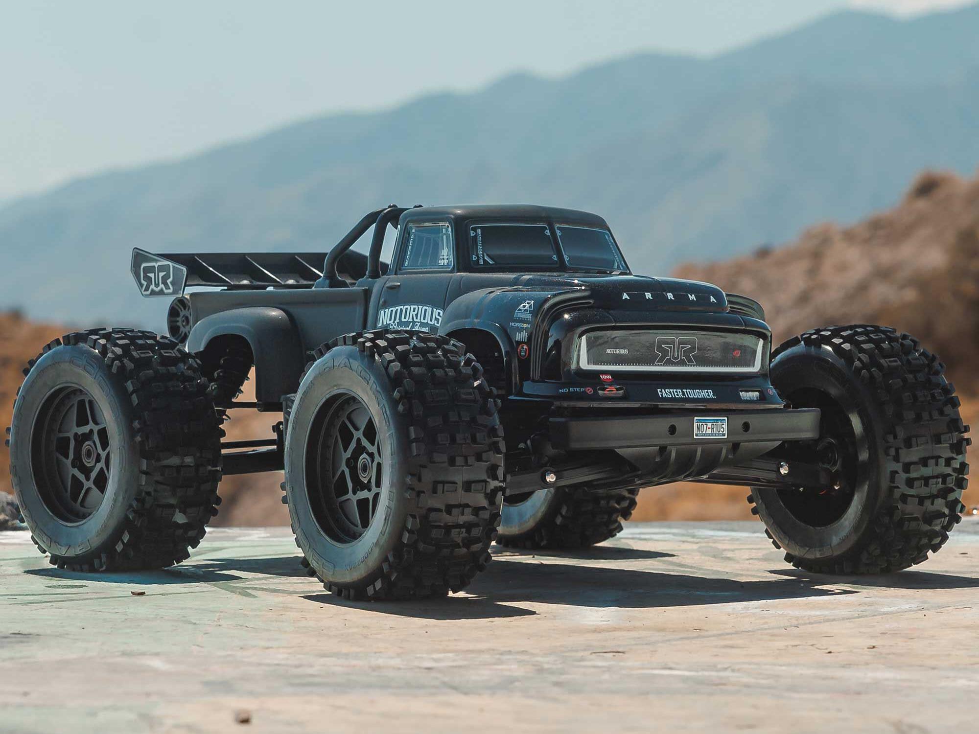 Arrma ARA8611V6T1 1/8 NOTORIOUS 6S 4X4 RTR Brushless Stunt Truck, Black - 17