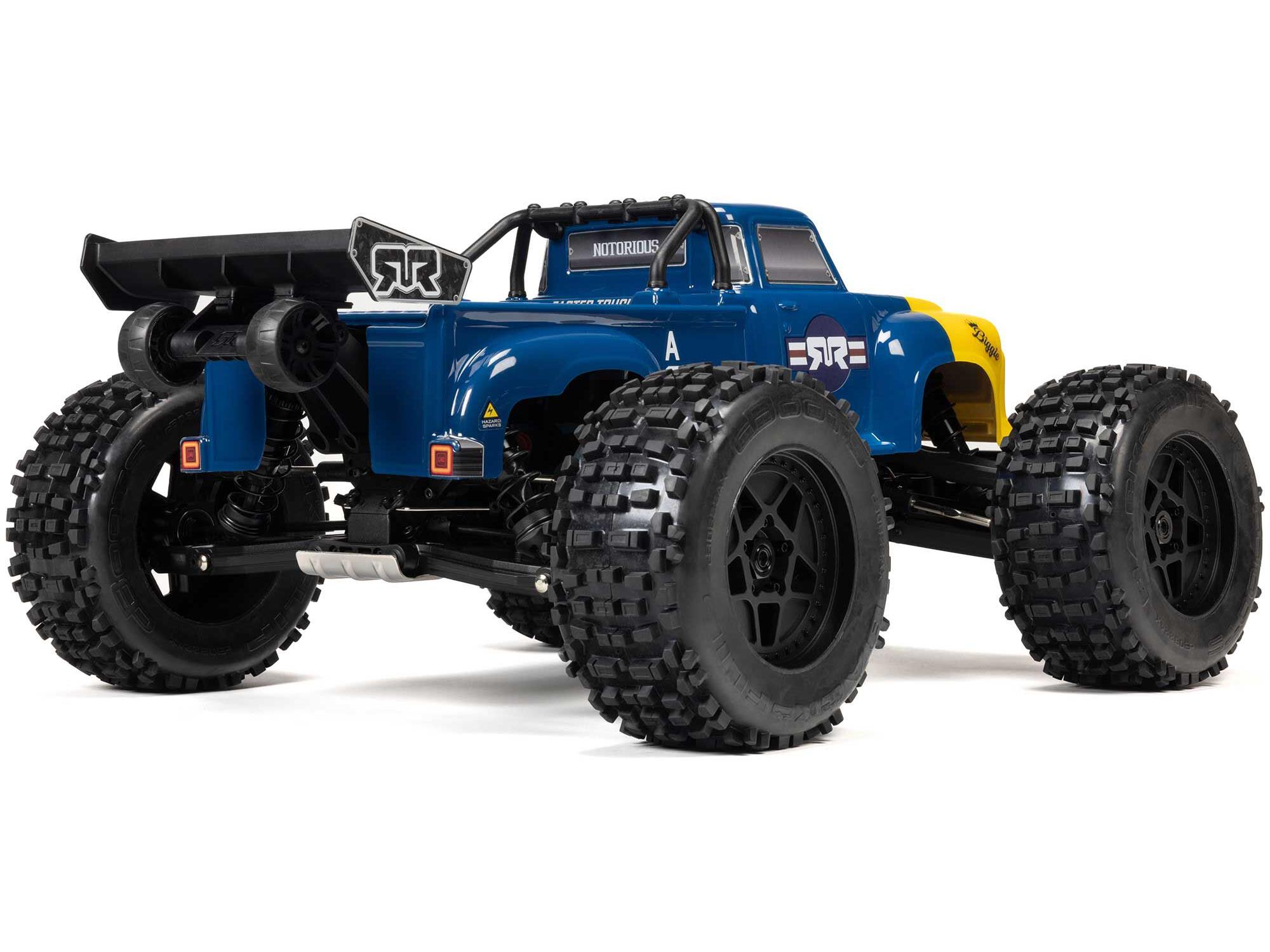 Arrma ARA8611V6T2 1/8 NOTORIOUS 6S 4X4 RTR Brushless Stunt Truck, Blue - 2