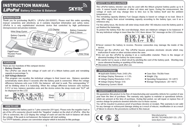 SkyRC SK500007-01 Batteritestare & Equalizer LiPoPal SkyRC - 2