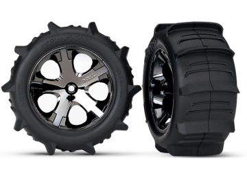 Traxxas 3776 Däck & Fälg Paddel/All-Star Svart Krom 2.8" TSM Bak (2)