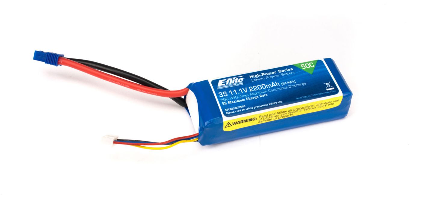 E-flite 2200mAh 3S 11.1V 50C LiPo EC3