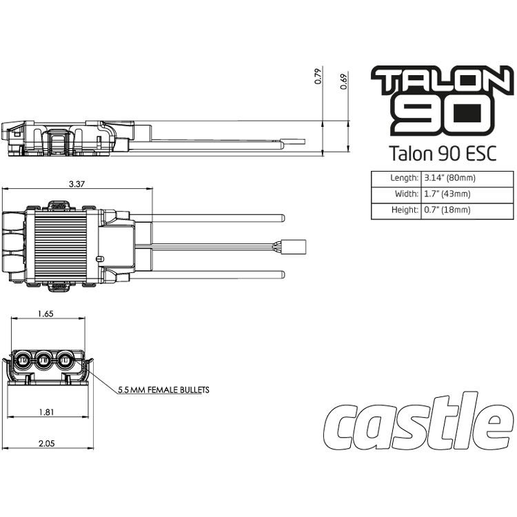 Castle Creations TALON 90 25V 90A ESC w/9A BEC - 5
