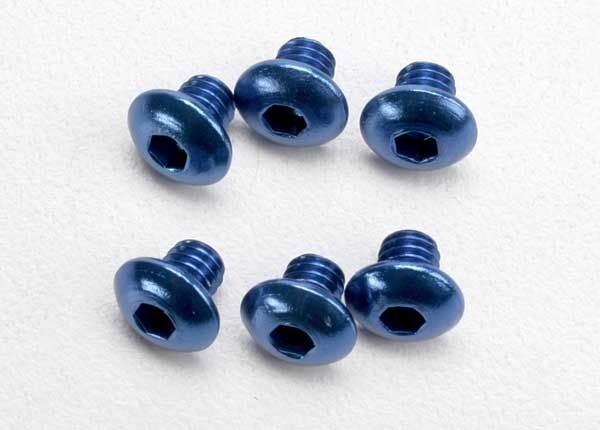 Traxxas 3940 Skruv M4x4mm Kullrig Insex Alu Blå (6)